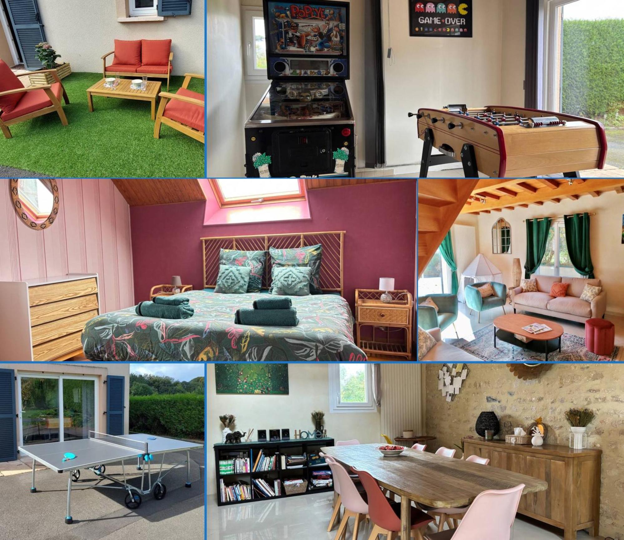 Grande maison , jardin,flipper,babyfoot, ping pong, proche golf, Port en Bessin, Bayeux et plages du débarquement, adaptée enfants Commes Extérieur photo